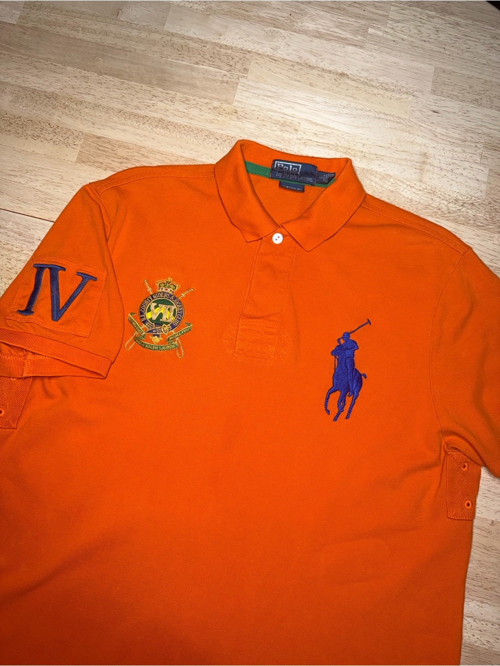Vintage Polo Ralph Lauren Big Pony Embroidered Crest Orange Mens Large